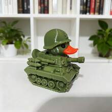 1pc Creative Tank Duck Statue, Soldier Tank Duckling Sculpture, Cute Imaginative Military Duck Decor, Humor Accessory For Military Fans, Home Desktop Decoration Duck Party, Bathroom, Bedroom, Office, Kitchen, Living Room - Perfect Holiday Gift For Family And Friends Military Enthusiasts - Multicolor - View 5