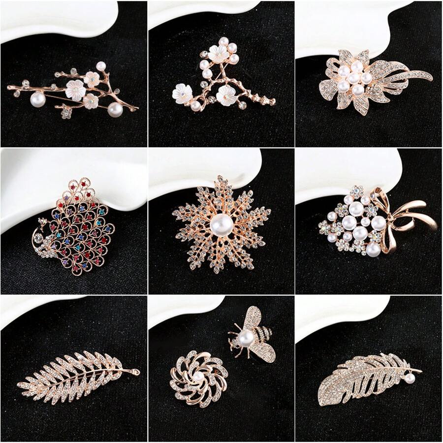 Plum Blossom Butterfly Wreath Peacock Bee Brooch Clothing Accessories Inlaid  Brooch Luxurious Corsage Pin - Y-75 - View 1