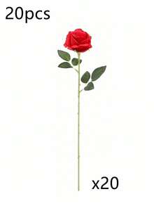 20/10/6/1pc, Artificial Rose Flowers, Faux Rose Flowers, Wedding Decoration, Bridal Bouquet, Suitable For Room Bedroom, Office Desk, Living Room, Wall, Kitchen, Birthday Gift, Wedding Decoration, Table Centerpiece, Outdoor Garden Decoration, Valentine's Day Home Decor - Red - View 11