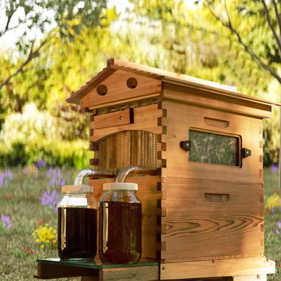 Active Hive Bee Hives Boxes Starter Kit - With 7 Honey Flowframes, Bee Beekeeping Starter Kit - Màu Mù tạt vàng - Xem 1