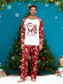 Christmas Family Matching Pajama Set Santa Elk Print Long Sleeve Tops And Pants Pyjamas Loungewear Soft Sleepwear