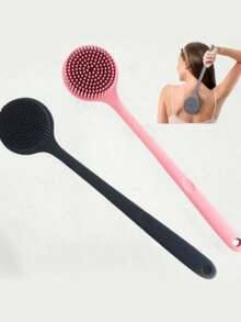1/2pcs Silicone Long Handle Massage Bath Brush - Body Scrub Brush - Back Scrub Brush, Long Handle Bath Brush For Back Exfoliation And Shower Cleaning, Shower Exfoliation And Massage, Produces Rich Foam, Long Handle Convenient For Removing Invisible Bacteria, Bathroom Gadget, Home Essential, Strong Cleaning Power, Halloween, Christmas, Back To School, Valentine's Day Gift. - Multicolor - View 5