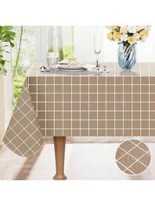 EstiloTendenciaMantel Rectangular De Vinilo Impermeable Con Respaldo De Franela, Mantel De PláStico Lavable A Cuadros Para Cenar, Picnic, Interior Y Exterior (132.08 X 177.8 Cm, Gris)Calidad PremiumVersióN Mejorada - gris - Ver 10