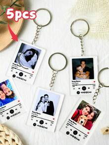 Custom Acrylic Music Player Keychain, Personalized Photo And Text Keychain, Custom Couple Keychain, Stainless Engraved Keychain, Anniversary Gift - Multicolor 2 (Musical Style) - View 15