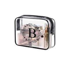 Letter A-Z Fashionable And Simple Toiletry Bags For Men And Women, Waterproof Clear Cosmetic Pouches In Quart Size For Travel, Suitable For Both Genders, Summer Beach Bag,Travel Essentials Holiday Essentials,Can Be Carried Onboard Airplanes And Given Black Bag Back To School Supplies