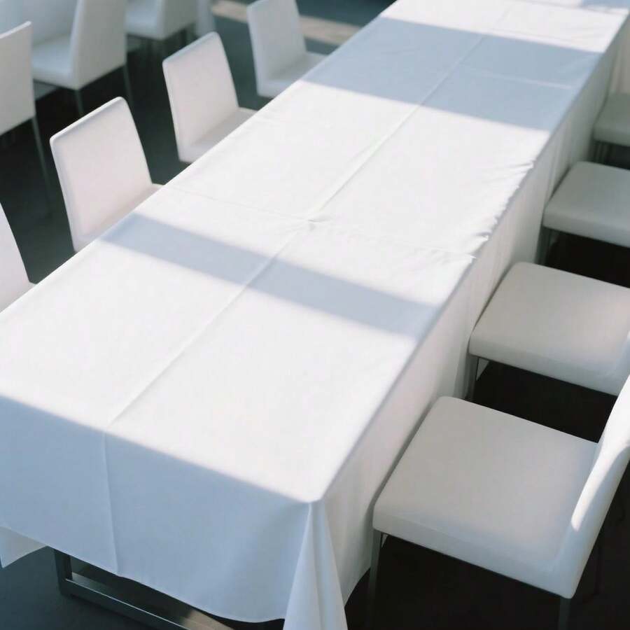 1pc White Tablecloth, Dining Table Cloth, Celebration Tablecloth, Party Tablecloth, Solid Color Banquet Wedding Tablecloth, Living Room Tablecloth, Ceremonial Tablecloth - White - View 1