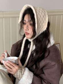 时尚纯色菠萝图案针织羊毛保暖护耳头带帽羊毛耳罩多功能秋冬耳罩 - 彩色 - 查看 3