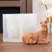 Moldes de silicona con diseños de animales, moldes lindos de caballo/ciervo/vaca acostados - Desmoldeo fácil y duradero para velas aromáticas/yeso/resina/manualidades de arcilla, suministros para hacer velas, decoración del hogar - Blanco - Ver 6