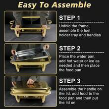 1/2Pcs Stainless Steel Chafing Dishes Set, 8QT, Golden, High Grade, For Parties, Buffet, Food Warmers, No Electricity Needed, Cooking Pot & Steamer For Cooking, Suitable For Home Kitchen, Restaurants, Hotels - Multicolor - View 6