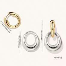 2pcs/Set Fashionable Minimalist Double Circle Earrings, Detachable Design, Exquisite And Elegant, Showcasing Feminine Charm, Available In Multiple Colors, Suitable For Daily Wear, Festivals, Parties, And Can Also Be Given As Gifts To Friends - U-shaped Earrings - View 4