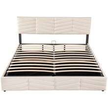 Bed Frames - 米色+絨布+160cm*200cm - 查看 6