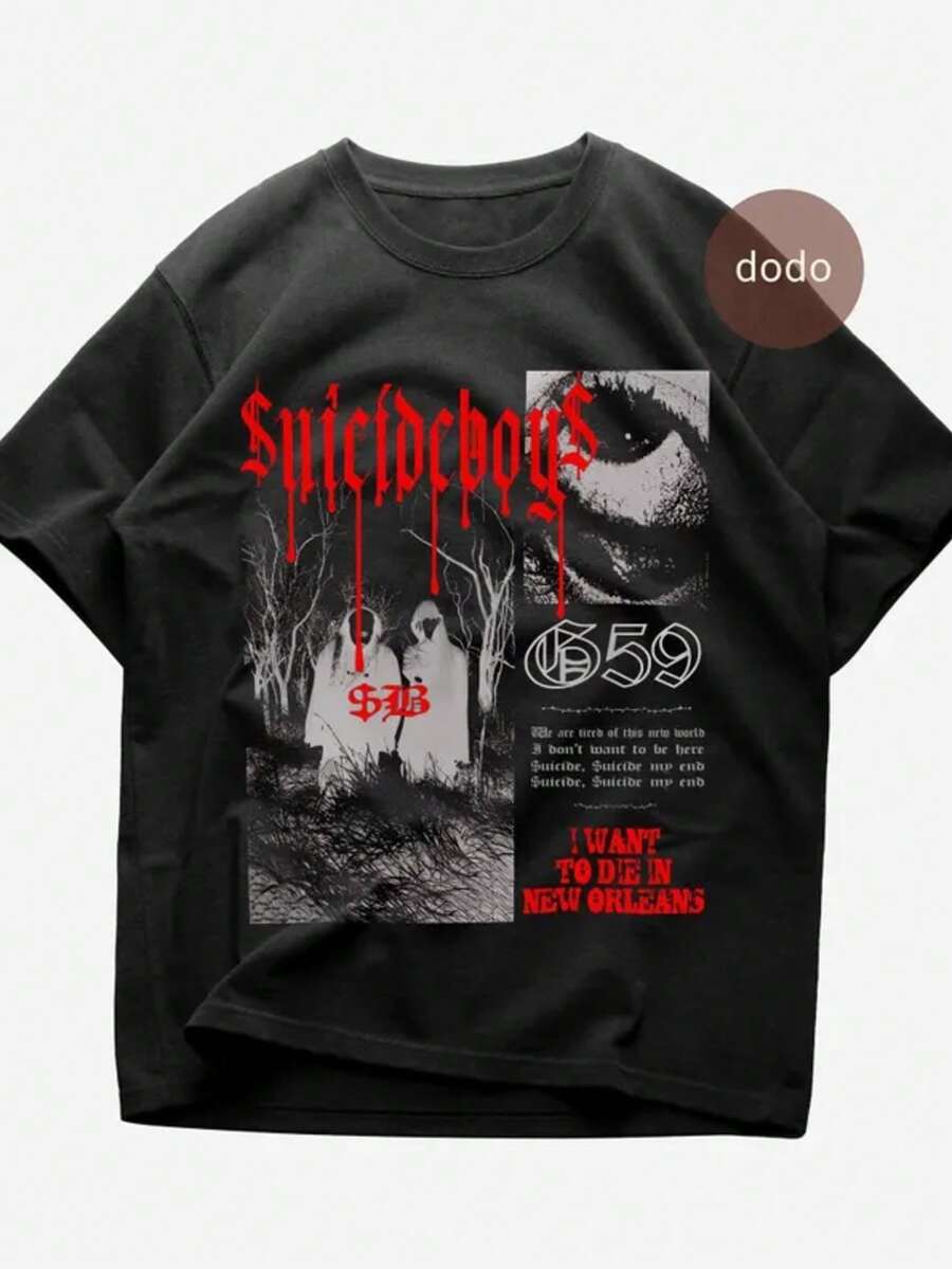 Suicideboy T-Shirt - Rap Music Shirt Womens Crew Neck Short Sleeve Cotton Casual Graphic Tee For Everyday Wear - Black - View 1
