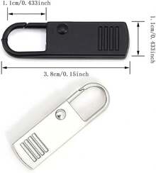 XINYUICEAN Reemplazo de Tirador de Cremallera para Chaquetas, 20 Piezas Repuestos de Cremallera Abrigos Equipaje Maletas, Repuestos para Zipers Herramienta de Agarre de Repuesto Spare Zipper (Plateado) - Negro - Ver 3