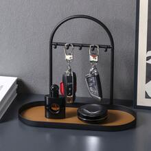 Bandeja de cuero estilo nórdico: organizador multiusos para joyas, llaves, gafas y talla grande | Crema y marrón - Multicolor - Ver 12