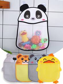 1 pezzo Rete organizzatrice di giocattoli da bagno per bambini/neonati, borsa di stoccaggio, borsa di stoccaggio a forma di cartone animato con ventosa, cestino di stoccaggio da appendere in bagno, borsa di drenaggio da appendere in bagno, design ad alta capacità