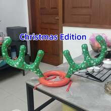 5pcs-Inflatable Reindeer Antler Ring Throw Play Set - Perfect For Christmas, Halloween Parties - Durable PVC Material For Christmas Parties 2025, Great Christmas Games For Families. - Multicolor - View 8