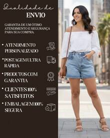 Women's High-Waisted Straight Basic Casual Summer Denim Shorts, Comfortable With Pockets, Casual Party Cotton Zipper Pocket, Denim Shorts For Beach, Holiday, Vacation, Travel, Summer - 中等水洗藍 - 查看 8