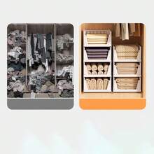 1pc Wardrobe Storage Drawer Organizer, High Capacity Foldable Sweater Clothes Storage Box With Dividers - White - View 7