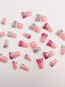 24 miếng dán móng tay hình mỏ vịt, nhiều màu sắc sọc, họa tiết da báo, bề mặt bóng, dễ dán và dễ gỡ. Kiểu dáng đơn giản, ngọt ngào, thanh lịch và sang trọng, miếng dán móng tay có thể tháo rời, thích hợp cho các dịp lễ, tiệc tùng, tụ họp và sử dụng hàng ngày. - Nhiều màu - Xem 3
