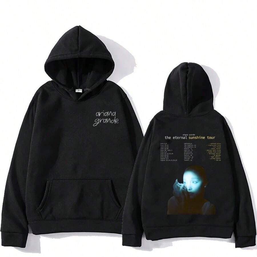 Arianas Grande Eternal Sunshine Tour Hoodies Men Women Retro Aesthetic Fashion Sweatshirt Casual Pullover Loose Trendyss Streetwear - 黑色 - 查看 1