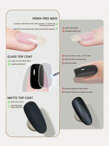 XEIJAYI Bộ 3 sản phẩm gồm: Sơn lót 15ml, Sơn phủ mờ và Sơn phủ bóng, Lớp phủ cao su trong suốt lâu trôi, Sơn móng tay gel bóng cao cấp chịu được đèn LED UV. - Trong sáng - Xem 4