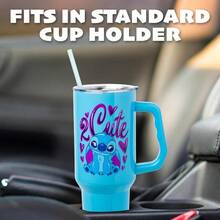 SLAWDisney Lilo And Stitch 2 Cute Stainless Steel Tumbler With Handle Fits In Standard Cup Holder 40 Ounces - KawaiiStitchSitting - View 5
