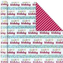 Hallmark - Rollos de papel de regalo de cumpleaños, papel colorido para regalo, flores, magdalenas, rayas, lunares (juego de 3 rollos reversibles: 75 sq. pies ttl.)(rosa, azul.) - Multicolor - Ver 5