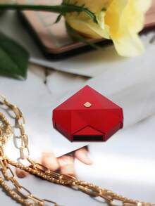 1个心形戒指盒，自动开启订婚戒指盒，天鹅绒耳环首饰盒带灯，珠宝展示盒，适用于婚礼、订婚、求婚、生日、情人节 - 彩色 - 查看 12