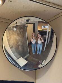 Round Wall-Mounted Decorative Corner Mirror - Full Length Horizontal Wall-Mounted Mirror, Plastic Frame, No Power Required | Home Decor Accessory, Portable Mirror, Suitable For Living Room, Bedroom, Hallway, Bathroom, Dressing Room, Room Decoration.