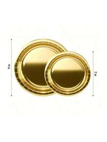 100/50/30/20/10pcs Gold Heavy Duty Reusable Plates - Elegant Polished Metal Rim, Thick Paperboard Material Suitable For Wedding, Birthday Party, Banquet, Valentine's Day, Back To School Party - Spill-Proof Tabletop Decor, Easy To Clean - Gold - View 6