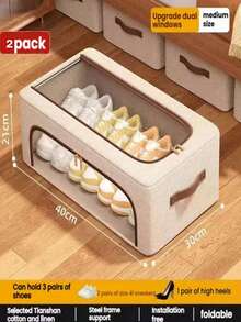 Hộp đựng giày bằng vải lanh xếp chồng được nâng cấp, hộp trưng bày và lưu trữ, hộp đựng giày kiểu ngăn kéo bằng vải lanh, kệ đựng giày, tủ đựng giày, có thể sử dụng độc lập, thích hợp để trưng bày và lưu trữ tại văn phòng và nhà, hộp đựng giày màu đen trong suốt. - Màu Khaki - Xem 18