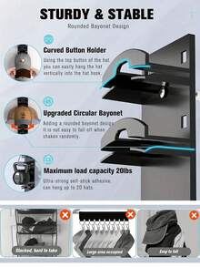 Heavy Duty Baseball Cap Holder Wall Mount Rack - Strong Load Bearing, Comes With Adhesive And Screws, Large Capacity Hanging Storage Box, Suitable For Home And Wardrobe Use