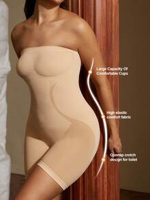 1pc Women Shapewear Shaper Tummy Control Flat Sheath Slimming Waist Trainer Butt Lifter Shorts Underwear Lingerie Briefs Bustier Shapewear Bodysuit MOVWIN - Apricot - View 5