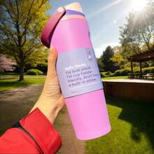 OWAL'A 30oz This Stainless Steel Sports Water Bottle Features A Leak-Proof Design, A Pop-Up Cap, And Is Available In A Variety Of Colors. Its Elegant Design Makes It Perfect For Hydration, Ideal For Running, Going To School, Working Out, Halloween, Thanksgiving, Christmas, And Other Occasions. It's Also A Stylish Gift For Women. - 紫色 - 查看 1