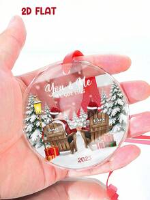 Catygift Customized Couple's Christmas Glass Ornament, Personalized Glass Keepsake, Can Engrave Names, Couple's Exclusive Gift, 2025 Customized Holiday Decoration