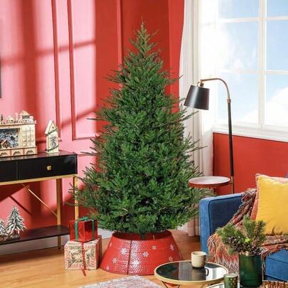 Artificial Christmas Tree With 2380 Tips, Metal Base, Realistic Hinged Xmas Tree, Easy To Assemble, Green