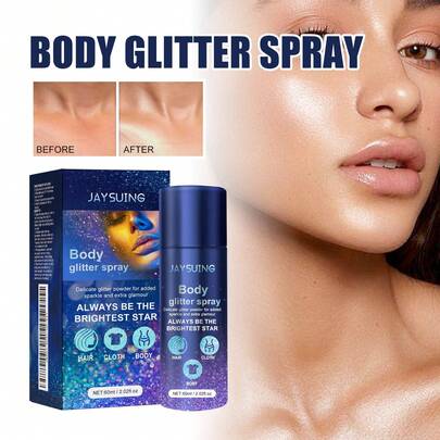 JAYSUING Glitter Spray, Quick-Drying Long-Lasting Waterproof Hair Clothes Body Naturally Brightening Shining Confident Charming Dazzling Eye-Catching Festive Atmosphere Party High-Gloss Decorative Exquisite Glitter Spray