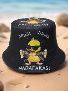 1 chiếc mũ unisex, hình vịt hoạt hình "BEER TIME" (Giờ uống bia) in hình bia cá nhân hóa, mũ tai bèo hai mặt "PEW PEW" (Bắn bắn), mũ chống nắng ngoài trời, mũ tai bèo thường ngày đa năng, mũ đôi dự tiệc, thích hợp sử dụng hàng ngày. - A - Xem 6