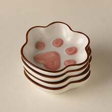 1/2/4 piezas, Platos de cerámica para condimentos, Platos de salsa con forma de garra de gato, Platos pequeños para ketchup, Para el hogar, la cocina, el restaurante, la habitación del dormitorio, Suministros de cocina, Accesorios de vajilla - Multicolor - Ver 6