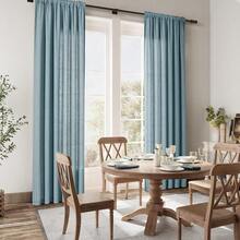 Blue Linen Semi Sheer Curtains 63 Inch Length For Living Bedroom 2 Panels Rod Pocket Light Filetring Privacy Linen Blend Cotton Textured Rustic Farmhouse Decor Drapes For Dining Room, W52xL63,52inchWx63inchL(Packof2),Blue - Blue - View 5