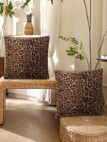 1pc Leopard Print Plush Pillow Cover, Bedroom/Living Room/Sofa Cushion Cover, Pillow Insert Not Included - Multicolor - View 5