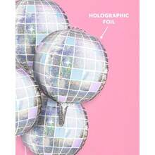 WSXC Xo Fetti Iridescent Disco Ball Foil Balloons - 4 Pk 22" Last Disco Bachelorette Decorations Groovy Birthday Party Supplies 70s Baby Shower NYE Space Cowboy - óng ánh - Xem 2
