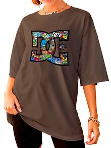 Oversized T-Shirt DC Street Collage Streetwear Unisex Ref4227 - Rust Brown - View 4