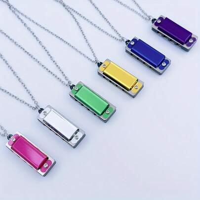 Necklace Mini Harmonica Four-Hole Eight-Tone Mini Harmonica 4-Hole 8-Tone Playing Harmonica Can Play Songs