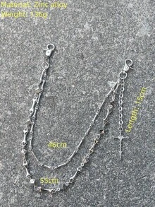 冬季新品 哥特暗黑 DIY 骨头拼接骰子裤链朋克男女腰部奢华配饰 Y2K 嘻哈珠宝圣诞礼物 - 銀色 - 查看 6