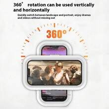 1pc 360° Rotating Waterproof Shower Phone Holder, Extendable & Adjustable Angle, Shower Phone Case, Anti-Fog, High Sensitivity Protective Cover, Suitable For Bathroom Wall, Bathtub, Kitchen, Waterproof Bathroom Touch Screen Phone Case, Available In Pink And White - White - View 3
