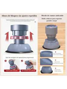 EstiloBCBCKEY4Pcs Patas Lavadora Antivibracion, Universal Antivibracion Lavadora, 10-12cm Ajustable Soporte Lavadora Secadora, Antivibración, Antideslizantes, Cancelación de Ruido (Gris)Versión mejorada - gris - Ver 10