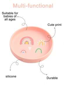 Juego de 5 piezas de vajilla infantil personalizada con estampado a pedido, con diseños lindos de gato arcoíris y dinosaurio. Incluye baberos impermeables, taza, plato, bol y cuchara suave para alimentación y entrenamiento de infantes. - Multicolor - Ver 11