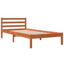 Estructura de cama vidaXL sin colchón, acabado encerado marrón, 90x200 cm, madera maciza de pino. - Marrón - Ver 3