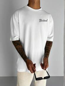 Zrgoth 男士休闲百搭简约英文标语胸前印花短袖T恤 - 白色 - 查看 4